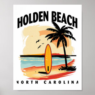 Holden Beach North Carolina Surfbrett Surfen Männe Poster