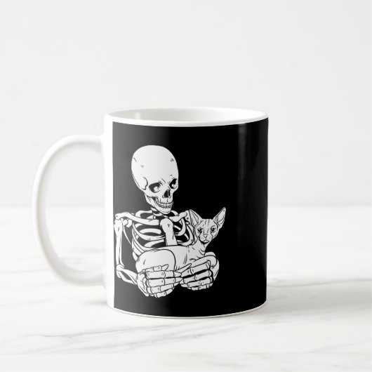 Holding Cat Funny Halloween Skull Sphynx Cat Kaffeetasse (Links)
