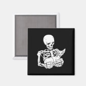 Holding Cat Funny Halloween Skull Sphynx Cat Magnet (Vorderseite/Rückseite)
