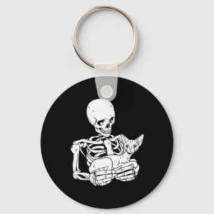 Holding Cat Funny Halloween Skull Sphynx Cat Schlüsselanhänger