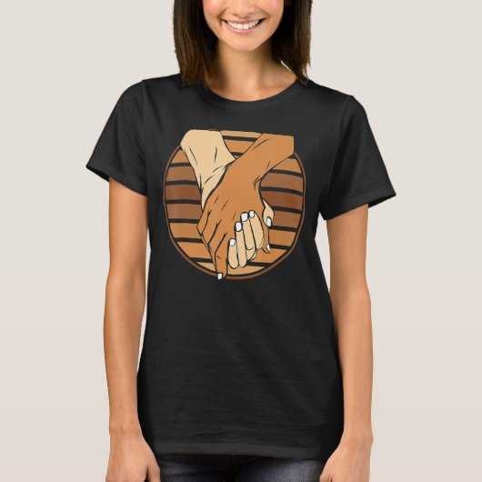 Holding Hands Black History Month BLM Melanin Coup T-Shirt (Vorderseite)