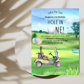 Hole in One 1. Geburtstag - Jungen Golf Erster Geb Einladung