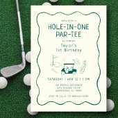 Hole In One 1st Birthday Par-tee Hand Drawn Green Einladung