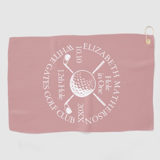 Hole in One Ball Clubs Dusty Rose Pink Golfhandtuch (Horizontal)