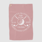 Hole in One Ball Clubs Dusty Rose Pink Golfhandtuch (Vorderseite)