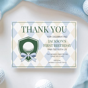 Hole In One Blue Golf Boys Moderner 1. Geburtstag Dankeskarte