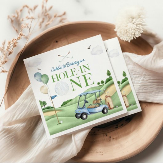 Hole In One Boy Golf First Birthday Par-Tee Serviette