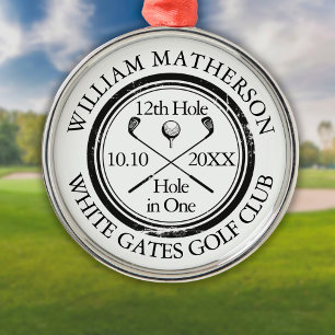 Hole in One Classic Personalisiertes Golf Ornament Aus Metall