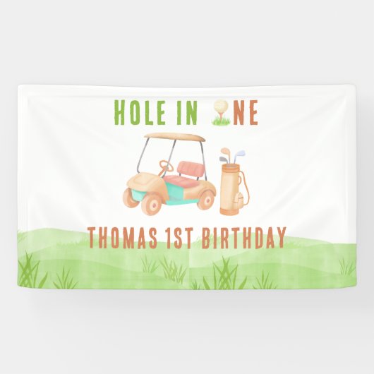 Hole In One Erste Geburtstagsfeier Banner (Horizontal)