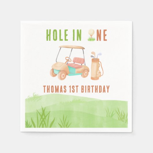 Hole In One Erste Geburtstagsfeier Serviette (Vorderseite)