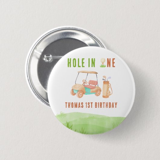 Hole In One First Birthday Party Button (Vorne & Hinten)