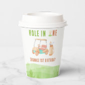 Hole In One First Birthday Party Pappbecher (Rückseite)