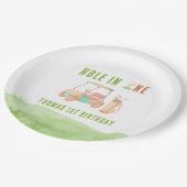 Hole In One First Birthday Party Pappteller (Schrägansicht)