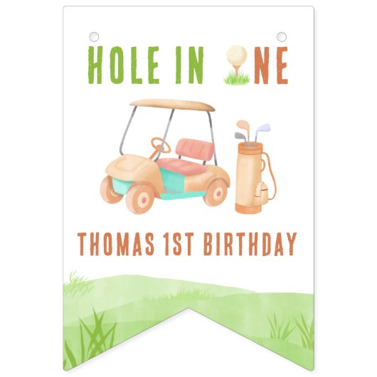 Hole In One First Birthday Party Wimpelkette (Erste Fahne)