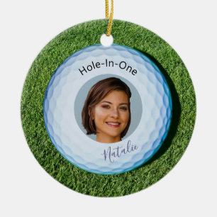 Hole-in-One-Foto unterzeichnet Golfball Keramik Ornament