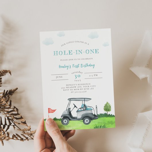 Hole-in-One Golf 1. Geburtstag Einladung