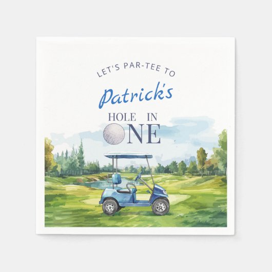 Hole In One Golf 1. Geburtstag Serviette (Vorderseite)