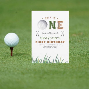 Hole-in-One Golf 1. Geburtstagsfeier Einladung