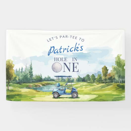 Hole In One Golf 1st Birthday  Banner (Horizontal)