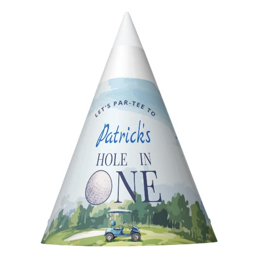 Hole In One Golf 1st Birthday  Partyhütchen (Vorderseite)