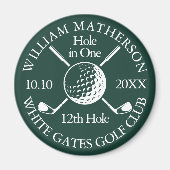 Hole in One Golf Ball And Clubs Emerald Green Magnet (Vorne)