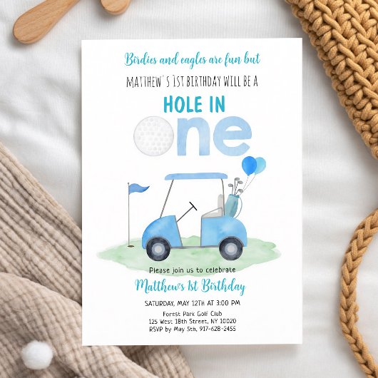 Hole in One Golf Boy 1. Geburtstag Einladung