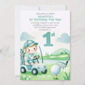 Hole in One Golf Boy 1st Birthday Par-Tee Einladung (Vorderseite)