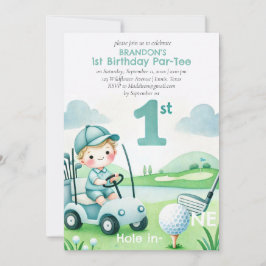 Hole in One Golf Boy 1st Birthday Par-Tee Einladung