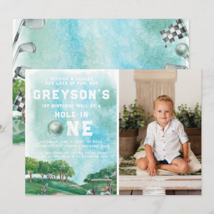 Hole In One Golf Boy Erster Geburtstag Par-Tee Einladung