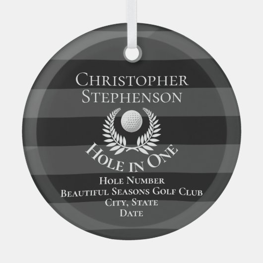 Hole in One Golf Course Custom Recognition Award Ornament Aus Glas (Vorderseite)