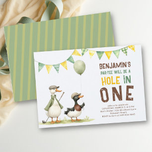 Hole in One Golf Enten Par Tee Junge 1. Geburtstag Einladung