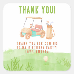 Hole In One Golf Erster Geburtstag Danke Quadratischer Aufkleber