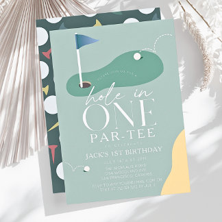 Hole in One Golf Fairway Par-Tee Boy 1. Geburtstag Einladung