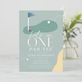 Hole in One Golf Fairway Par-Tee Boy 1st Birthday Einladung (Stehend Vorderseite)