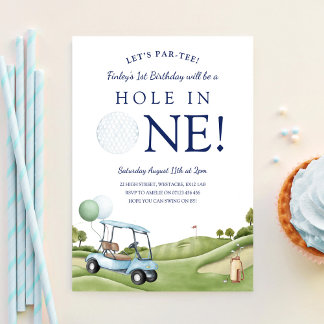 Hole In One Golf Par-Tee 1. Erster Geburtstag Einladung