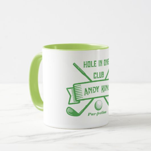 Hole-in-One Golf Tasse - Personalisiertes Golfer-G (Vorderseite Links)