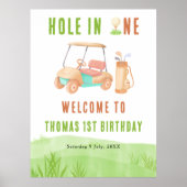 Hole In One Golf Welcome Birthday Party Poster (Vorne)
