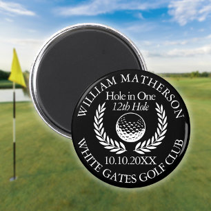 Hole in One Golfball und Kranz Schwarz und Weiß Magnet