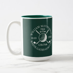 Hole in One Golfball und Schläger Custom Smaragdgr Zweifarbige Tasse