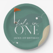 Hole-in-One-Golfplatz 1. Geburtstag Pappteller (Vorderseite)
