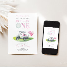 Hole-in-One Mini Golf Girl Einladung zum Geburtsta