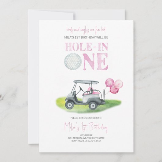 Hole-in-One Mini Golf Girl Einladung zum Geburtsta (Vorderseite)