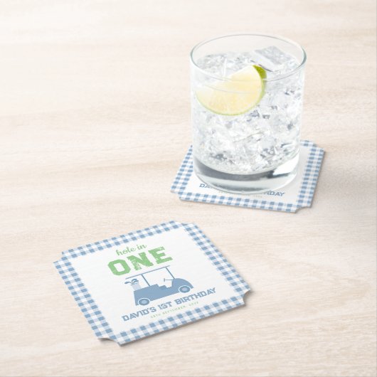 Hole in One Par Tee Boy 1st Birthday Untersetzer (Vor Ort)