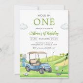 Hole In One Par-tee Golf Boy 1st Birthday Invitati Einladung (Vorderseite)