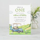 Hole In One Par-tee Golf Boy 1st Birthday Invitati Einladung (Stehend Vorderseite)
