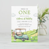 Hole In One Par-tee Golf Boy 1st Birthday Invitati Einladung (Stehend Vorderseite)