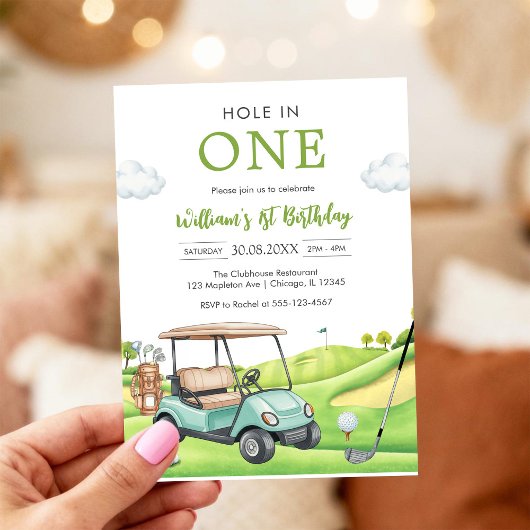 Hole In One Par-tee Golf Boy 1st Birthday Invitati Einladung