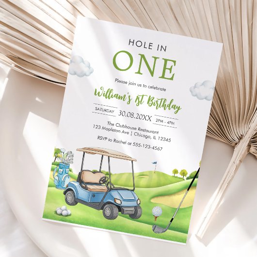 Hole In One Par-tee Golf Boy 1st Birthday Invitati Einladung
