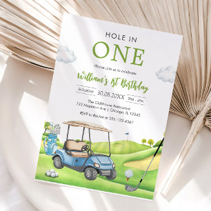 Hole In One Par-tee Golf Junge 1. Geburtstagseinla Einladung