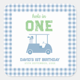 Hole in One Par Tee Junge 1. Geburtstag Quadratischer Aufkleber